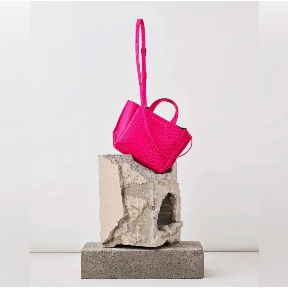 Ampersand As Apostrophe Neon Pink Python Micro Tote Leather NWT